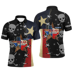 Max Corner Texas Flag Mens Golf Polo Shirts, Custom Golf Shirt With Skulls Golf Shirts For Men