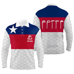 Max Corner Texas Flag Mens Golf Polo Shirt, Texas Golf Shirts For Men, Custom Name Patriotic Golf Gifts