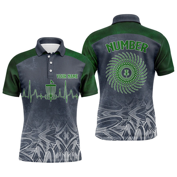 Max Corner Heartbeat Mens Golf Polo Shirts, Custom Golf Shirts Disc Golf Shirts
