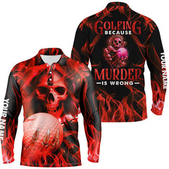 Max Corner Mens Red Skull Golf Polo Shirts, Personalized Skull Golf Shirt For Men, Halloween Golf Gifts