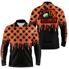 Max Corner Halloween Mens Golf Polo Shirt, Custom Name Halloween Golf Shirts For Men