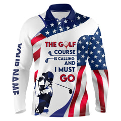 Max Corner 3D American Flag Mens Golf Polo Shirts, Custom Patriotic Golf Shirts For Mens, Golf Gifts