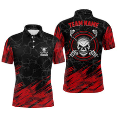 Max Corner Personalized 3D All Over Print Skull Mens Golf Polo Shirt, Red And Black Golf Shirts For Men