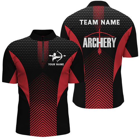 Max Corner Personalized Red Black Bows Archery 3D Zipper Polo Shirt