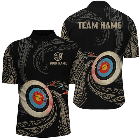 Max Corner Personalized Golden Tribal Archery 3D Zipper Polo Shirt