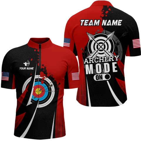 Max Corner Personalized Red Archery Mode Men 3D Zipper Polo Shirt