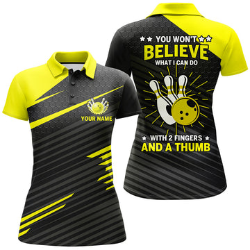 Maxcorners Yellow & Black Customized Name All Over Printed Shirt For Women