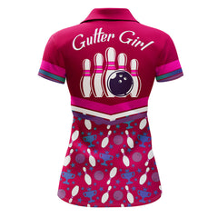 Maxcorners Bowling Gutter Girl Pink Premium Customized Name 3D Shirt For Women