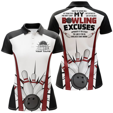 Maxcorners My Bowling Excuses Premium Customized Name 3D Shirt For Women