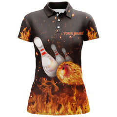 Maxcorners Flames Bowling Strike Personalized All Over Printed Shirt For Women