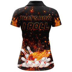 Maxcorners Black Bowling Flame Personalized All Over Printed Shirt For Women