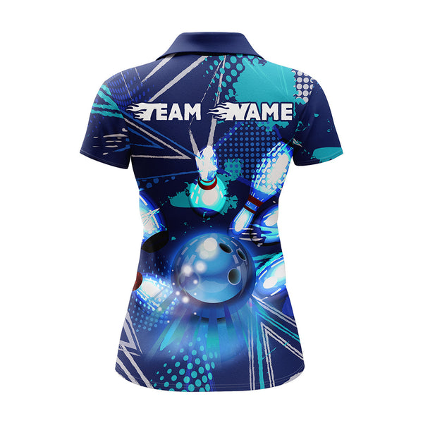 Maxcorners Blue Bowling Personalized All Over Printed Shirt For Women