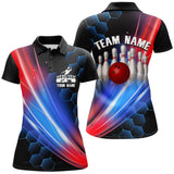 Maxcorners Black Bowling Hexagon Pattern Personalized All Over Printed Shirt For Women