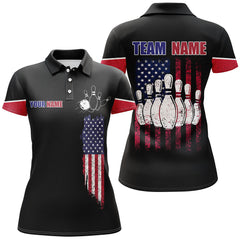 Maxcorners Bowling Black American Flag Customized Name All Over Printed Shirt For Women