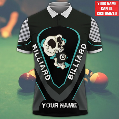 Maxcorners Billiard All Over Printed Skull With Ball 8 Personalized Unisex Shirt