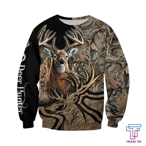 Maxcorners Deer Hunting Camo Caribou 3D Over Printed Hoodie