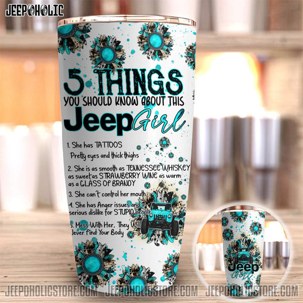 Maxcorners 5 Things Jeep Girl Western 3D Over Printed Tumbler