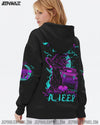 Maxcorners My Broom Broke Cat Witch Hoodie PT