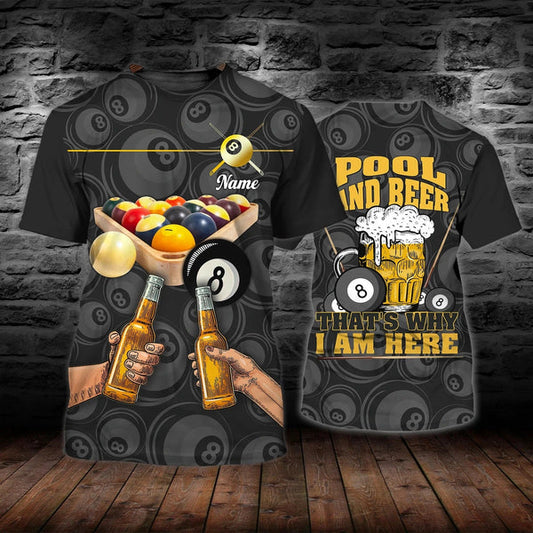 Maxcorners Billiard Shirt Pool And Beer 3D All Over Personalized Unisex Shirt