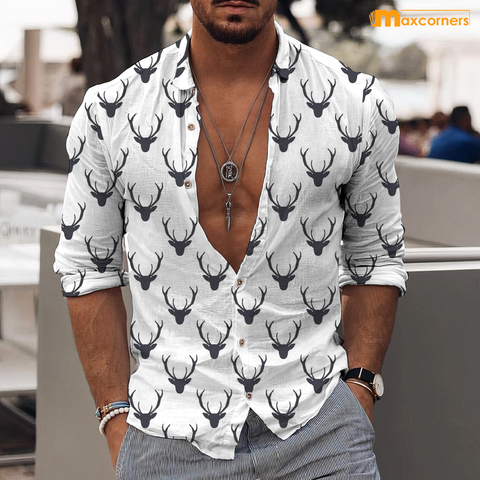 Maxcorners Black Deer Casual Shirt