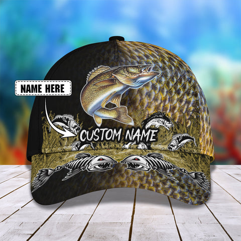 Maxcorners Walleye Fishing Personalized Name 3D Over Printed Cap