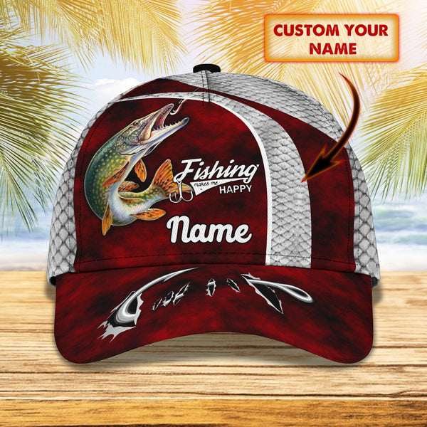 Maxcorners Personalized Name Fishaholic Northern Pike Fishing Cap