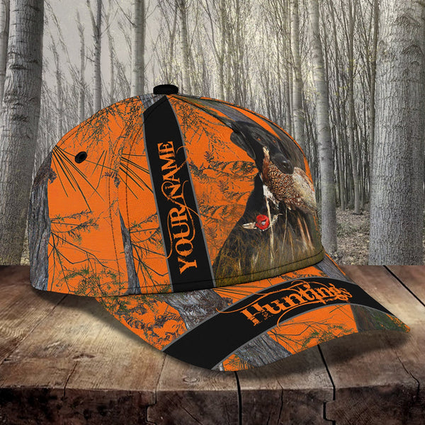 Maxcorners Custom Name Hunting Duck Dog On Orange Camo Pattern Cap