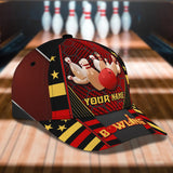 Maxcorners Red Bowling Classic Personalized Name 3D Cap