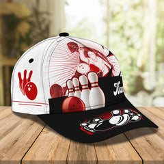 Maxcorners Black White Bowling Classic Personalized Name 3D Cap