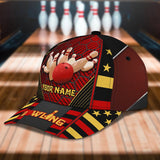 Maxcorners Red Bowling Classic Personalized Name 3D Cap