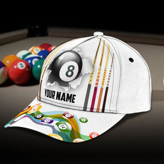 Maxcorners Billiard Lover Personalized Name 3D Over Printed Cap