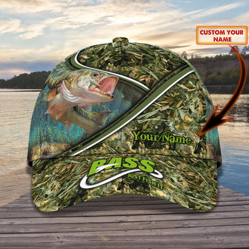 Maxcorners Personalized Name Bass Just Fish It Cap PT19