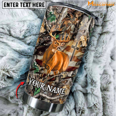 Maxcorners Premium Loralle Cracked Deer Hunting Personalized Name Tumbler Multicolor