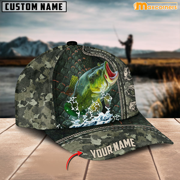 Maxcorners Personalized Zip Up Bass Fishing Cap All Over Printed Color1