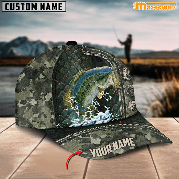 Maxcorners Personalized Zip Up Bass Fishing Cap All Over Printed Color10