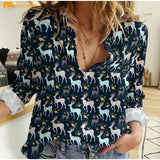 Maxcorners Deer Dark Blue Casual Shirt