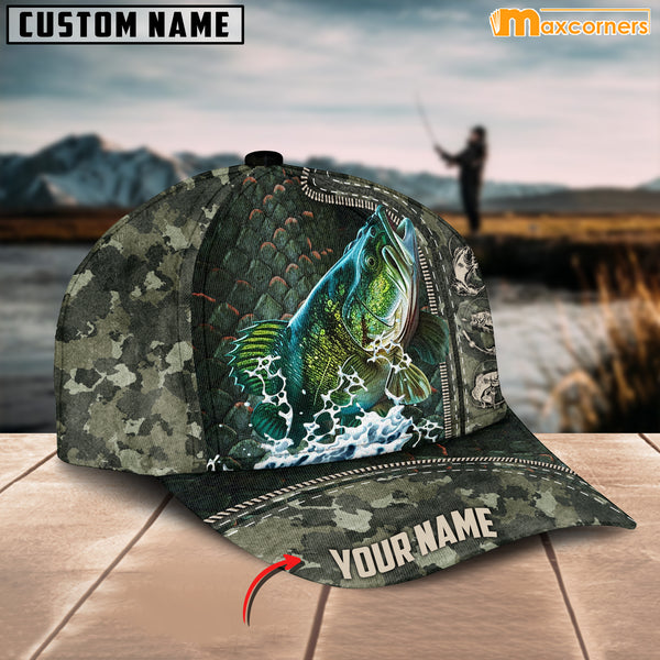 Maxcorners Personalized Zip Up Bass Fishing Cap All Over Printed Color2