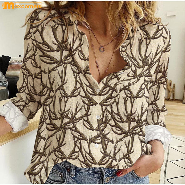 Maxcorners Deer Horn Casual Shirt