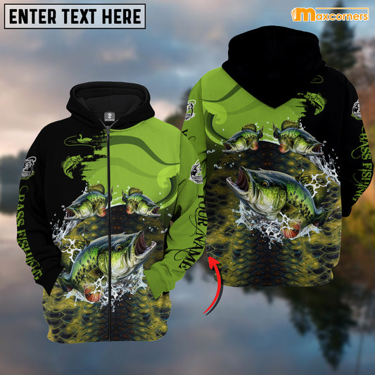 Maxcorners Personalized Three Bass Fishing T-shirt Color4