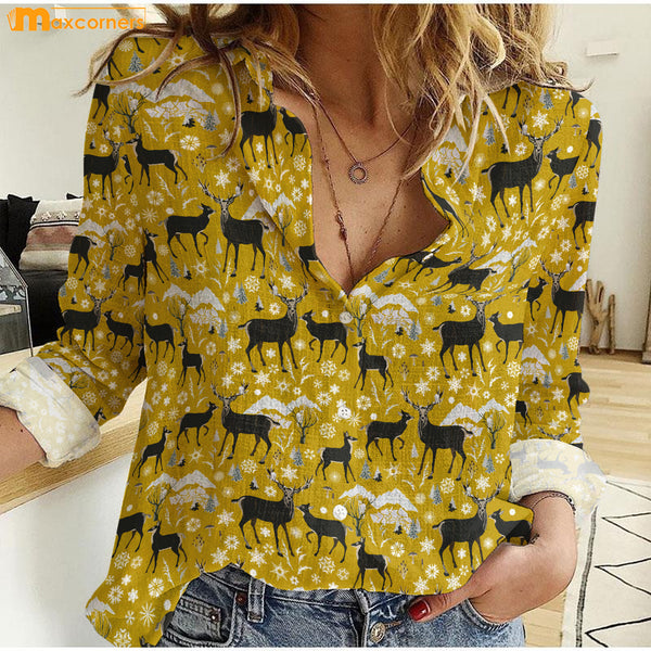Maxcorners Deer Casual Shirt Multicolor 3 Colors
