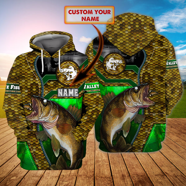 Maxcorners Walleye Fishing Personalized Name 3D Shirt