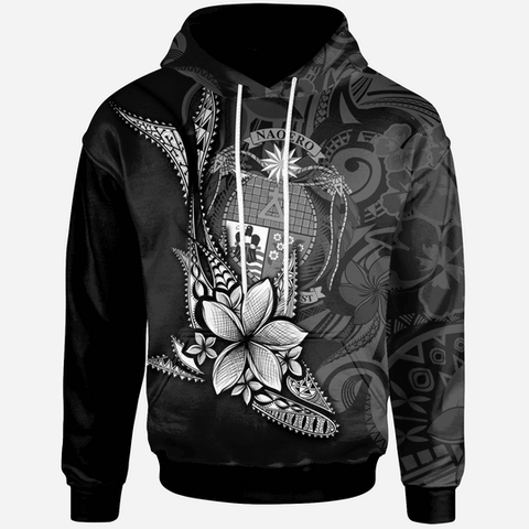 Maxcorners Nauru Hoodie - Fish With Plumeria Flowers Style