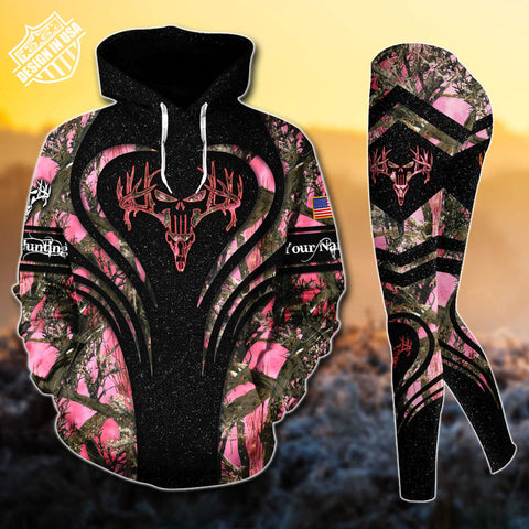 Max Corner Deer Hunting Skull Pattern Personalized 3D Style 2 Combo Hoodie & Legging Set