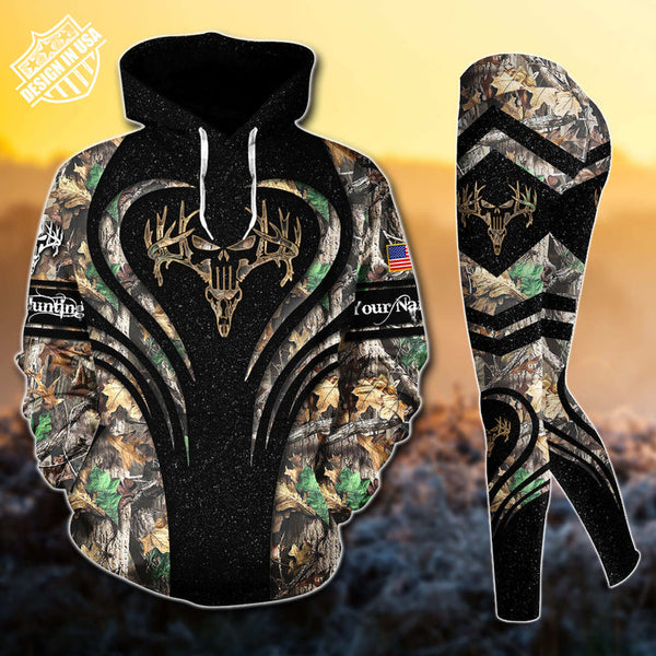 Max Corner Deer Hunting Skull Pattern Personalized 3D Style 7 Combo Hoodie & Legging Set