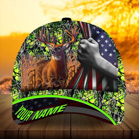 Maxcorners Premium Florapunk Flag Pull Deer Hunting Personalized Hats 3D