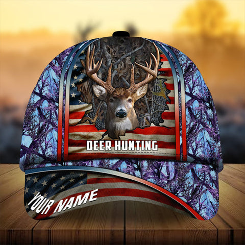 Maxcorners Premium Florapunk Cracked Flag Deer Hunting Personalized Hats 3D