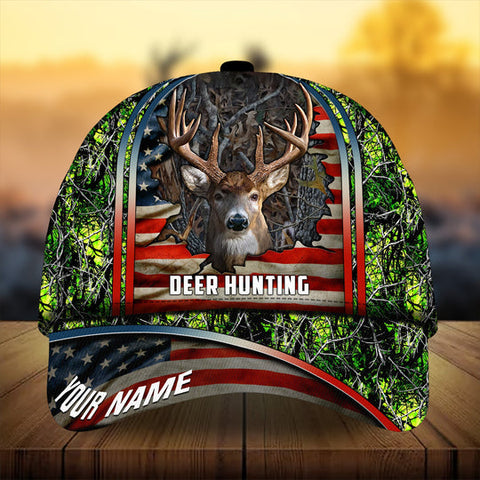 Maxcorners Premium Florapunk Cracked Flag Deer Hunting Personalized Hats 3D