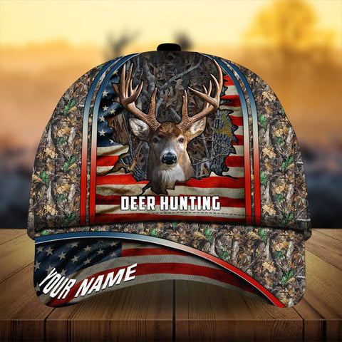 Maxcorners Premium Florapunk Cracked Flag Deer Hunting Personalized Hats 3D