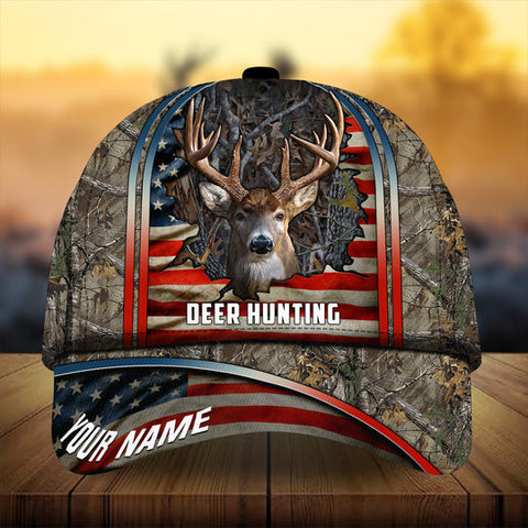 Maxcorners Premium Florapunk Cracked Flag Deer Hunting Personalized Hats 3D