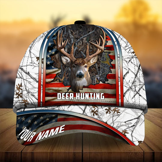 Maxcorners Premium Florapunk Cracked Flag Deer Hunting Personalized Hats 3D